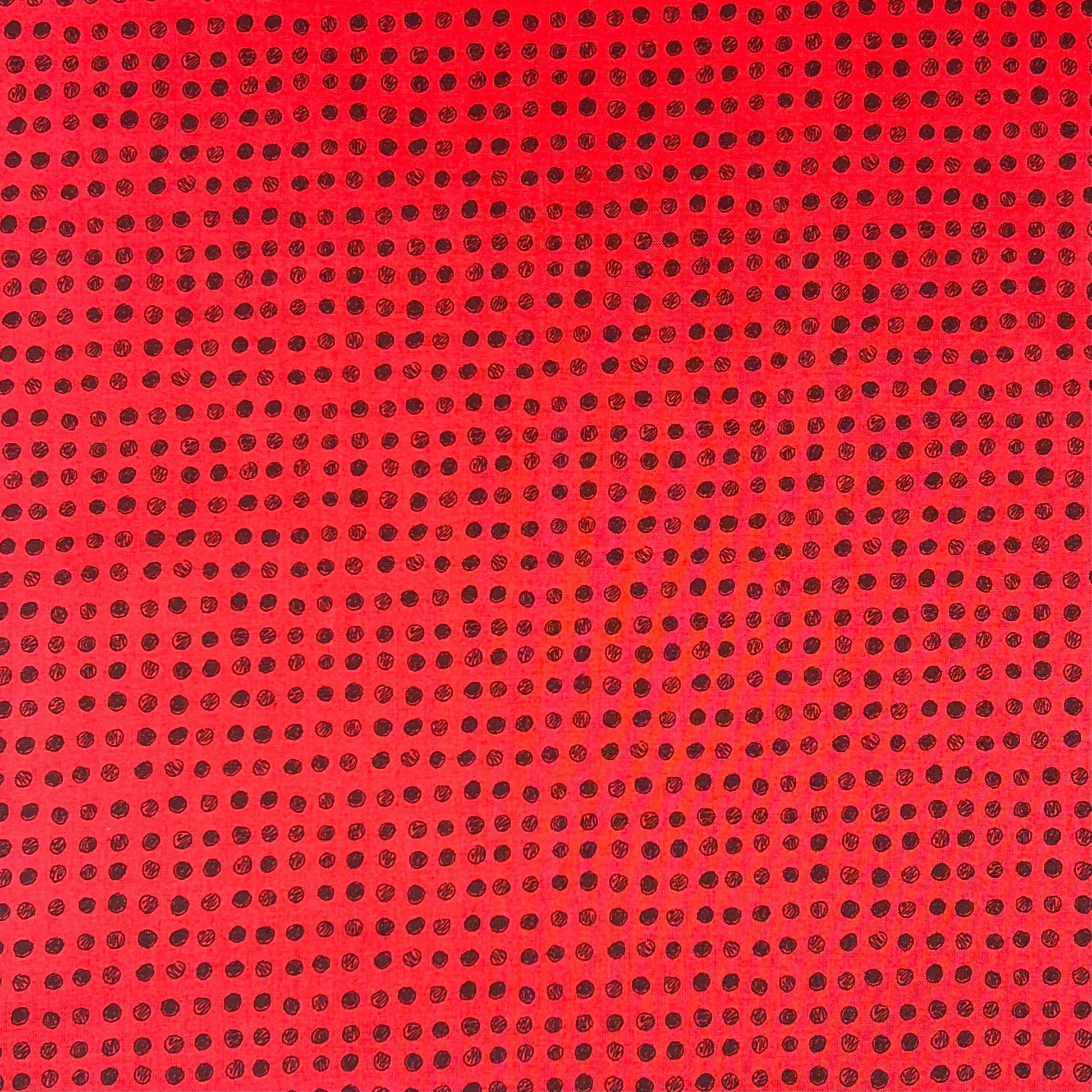 Sevenberry-Black Dots On Red on Cotton Shirting-fabric-gather here online