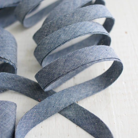 Bessie Pearl Binding Co-1/2" Double Fold Bias Binding - Chambray Indigo-trim-gather here online