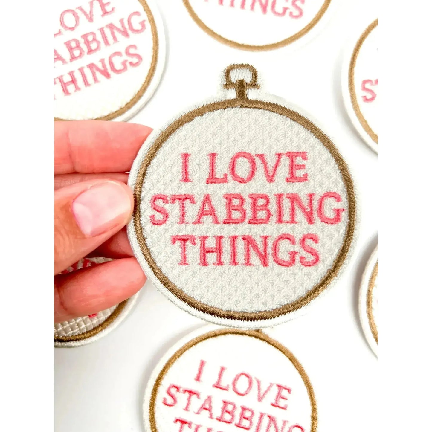 Field Trip Threads-I Love Stabbing Things Iron-On Patch-patches + pins-gather here online