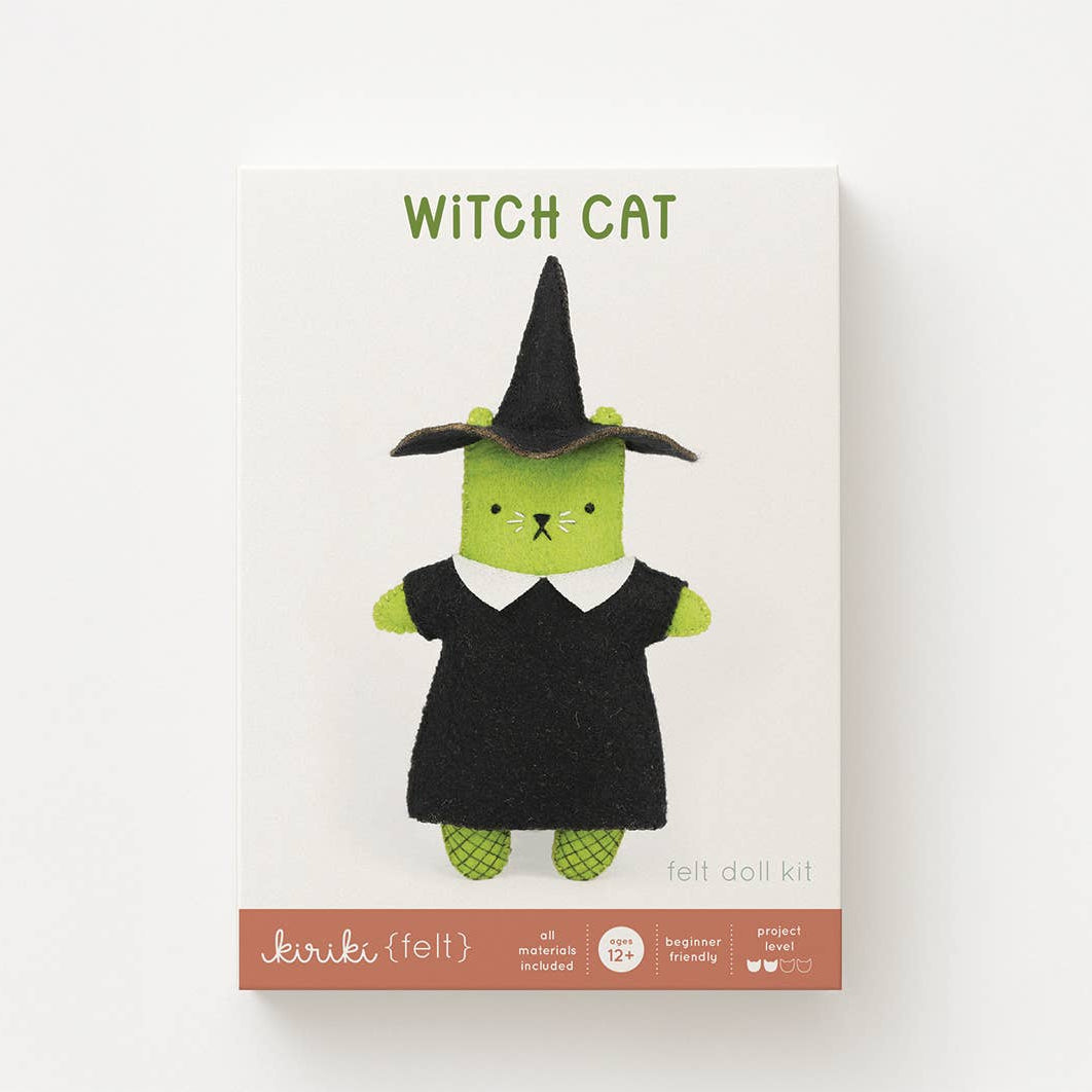 Kiriki Press-Witch Cat Felt Doll Kit-embroidery kit-gather here online