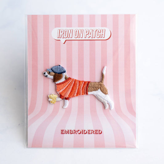 U PLUS INC-Coffee Connoisseur Dog Iron-On Patch-patches + pins-gather here online