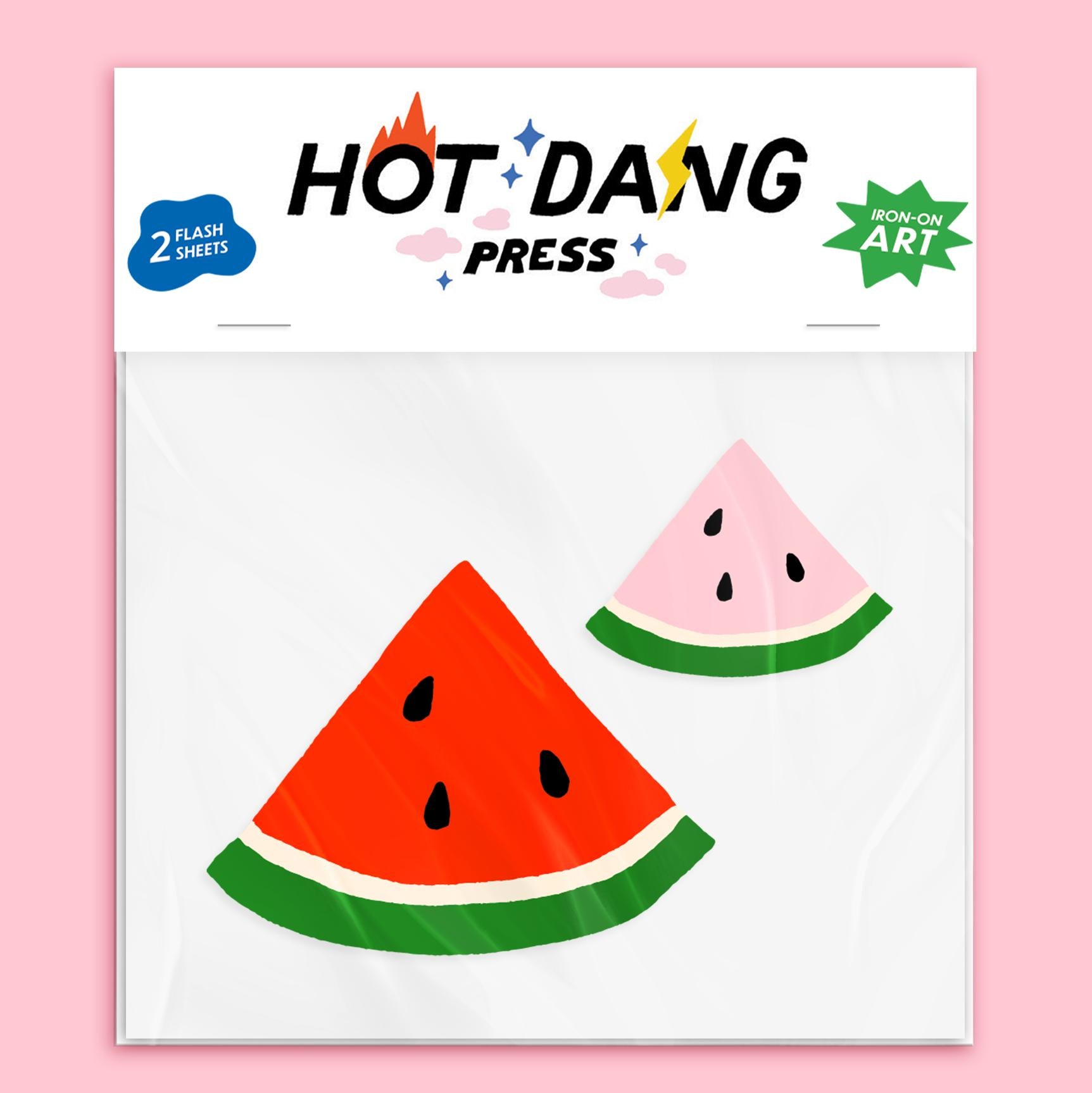 Hot Dang Press-Watermelon Buddies Iron-On Transfer Sheet Set-patches + pins-gather here online