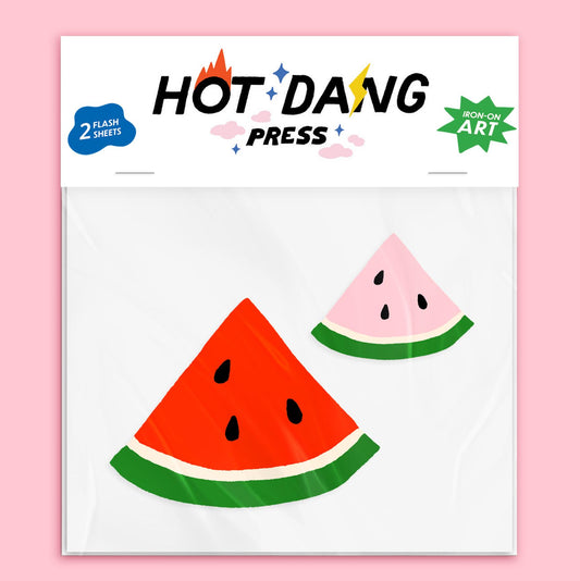 Hot Dang Press-Watermelon Buddies Iron-On Transfer Sheet Set-patches + pins-gather here online