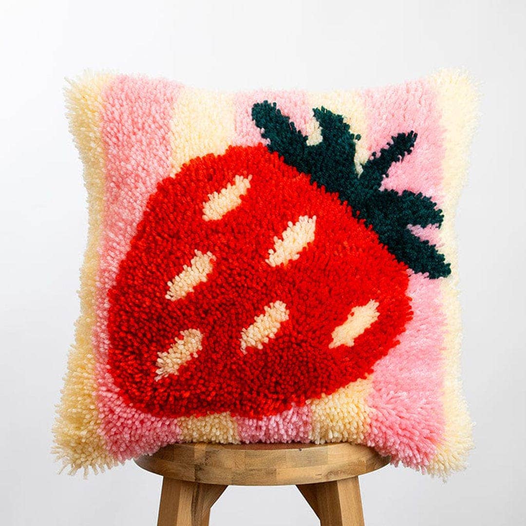 Craft Club-Strawberry Ripe Stripes - Latch Hook Cushion Kit-craft kit-gather here online