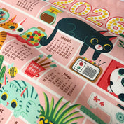 gather here-2026 Tea Towel Calendar - Bookshelf Cats-tea towel calendar-gather here online