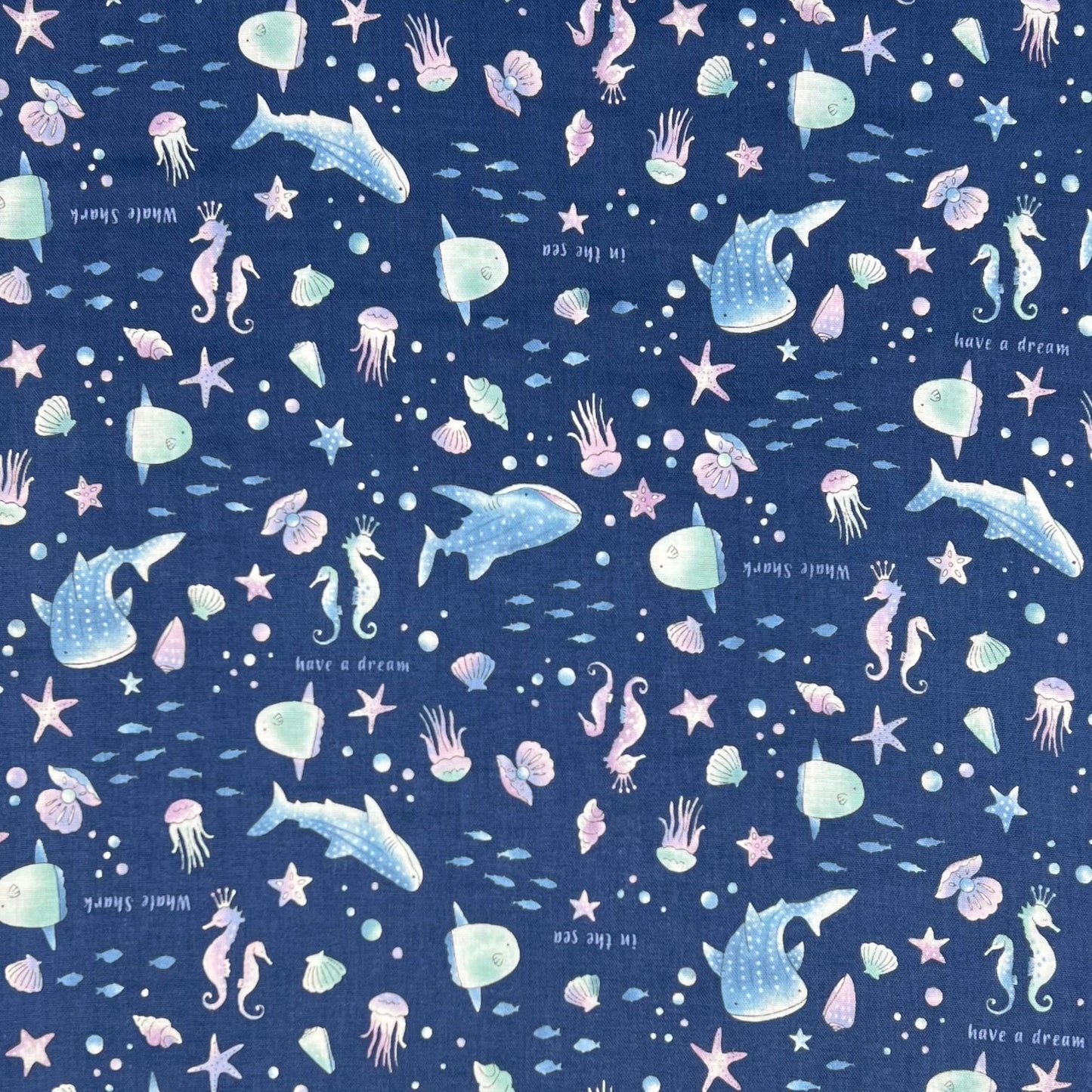 Kokka-Undersea Gentle Giants on Cotton Double Gauze-fabric-gather here online