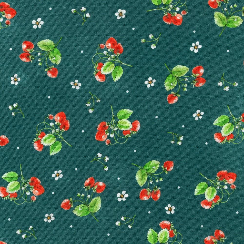 Robert Kaufman-Flowers and Strawberries-fabric-gather here online