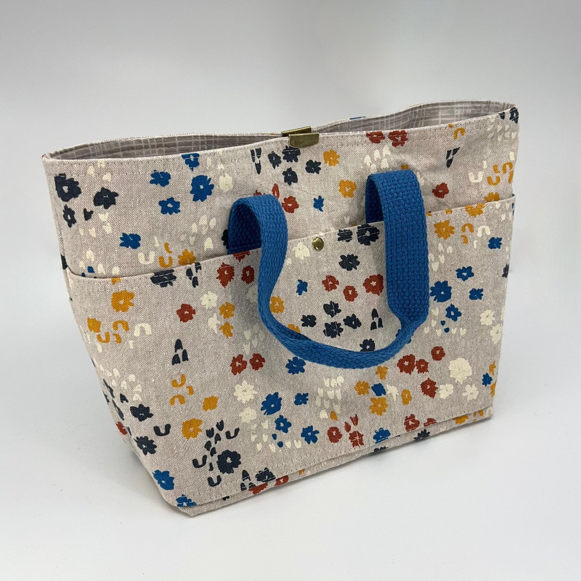 Denise Snow Williams-One of a Kind Drawstring Project Bags-craft organizer-Snap Top - Small Flowers w/ Int & Ext Pockets-gather here online