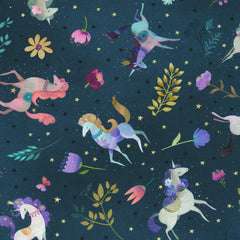 Robert Kaufman-Unicorn Night Floral Blue-fabric-gather here online