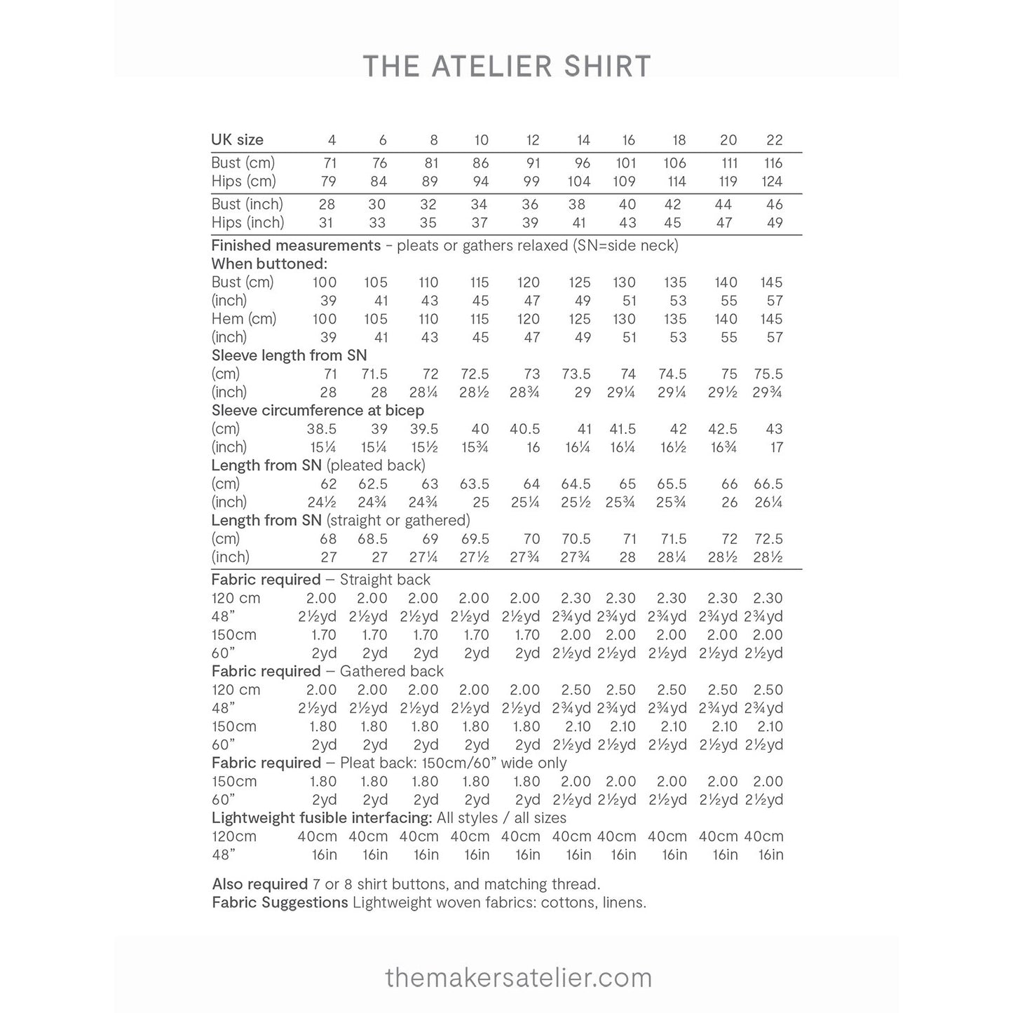 The Maker's Atelier-The Atelier Shirt Pattern - PDF DOWNLOAD-sewing pattern-gather here online