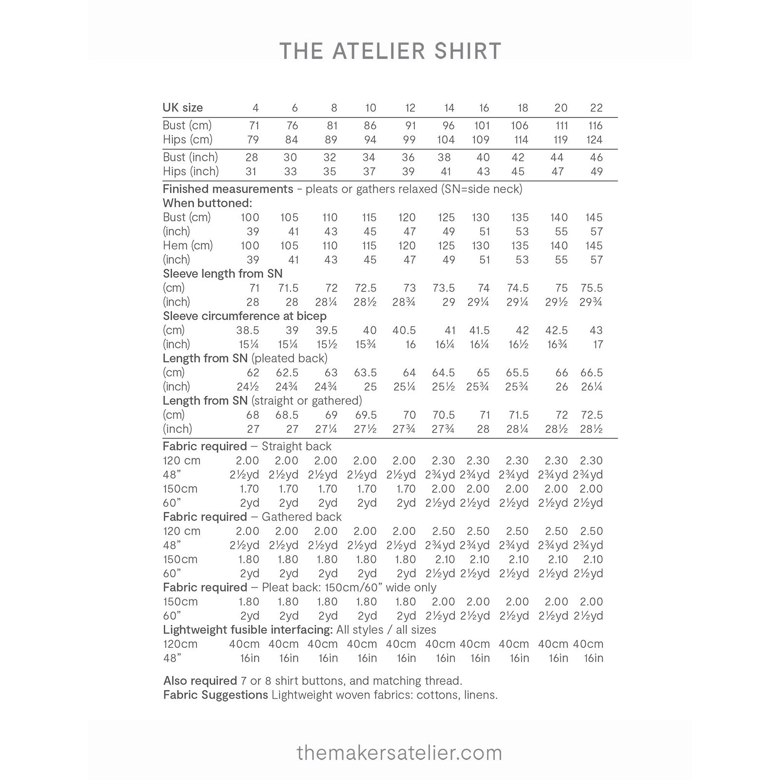 The Maker's Atelier-The Atelier Shirt Pattern - PDF DOWNLOAD-sewing pattern-gather here online