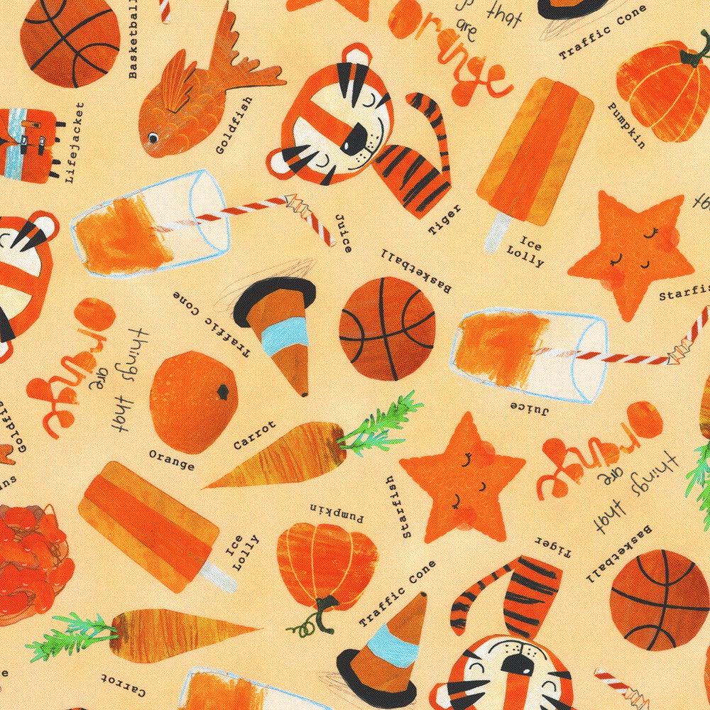 Robert Kaufman-Orange Things-fabric-gather here online