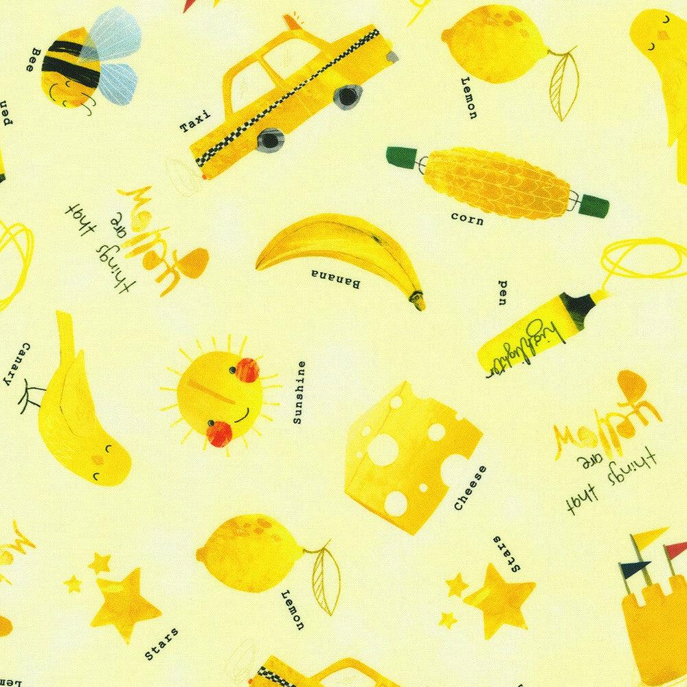 Robert Kaufman-Yellow Things-fabric-gather here online