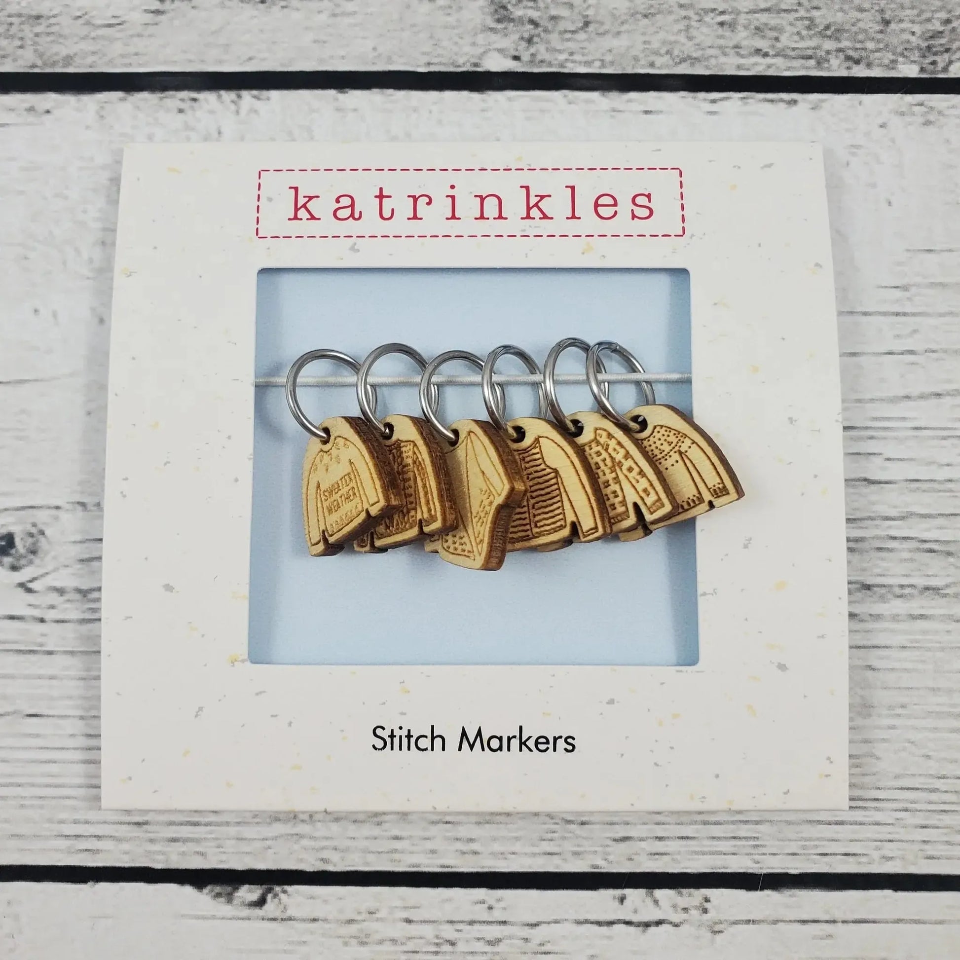 Katrinkles-Wooden Sweater Stitch Markers-knitting notion-gather here online