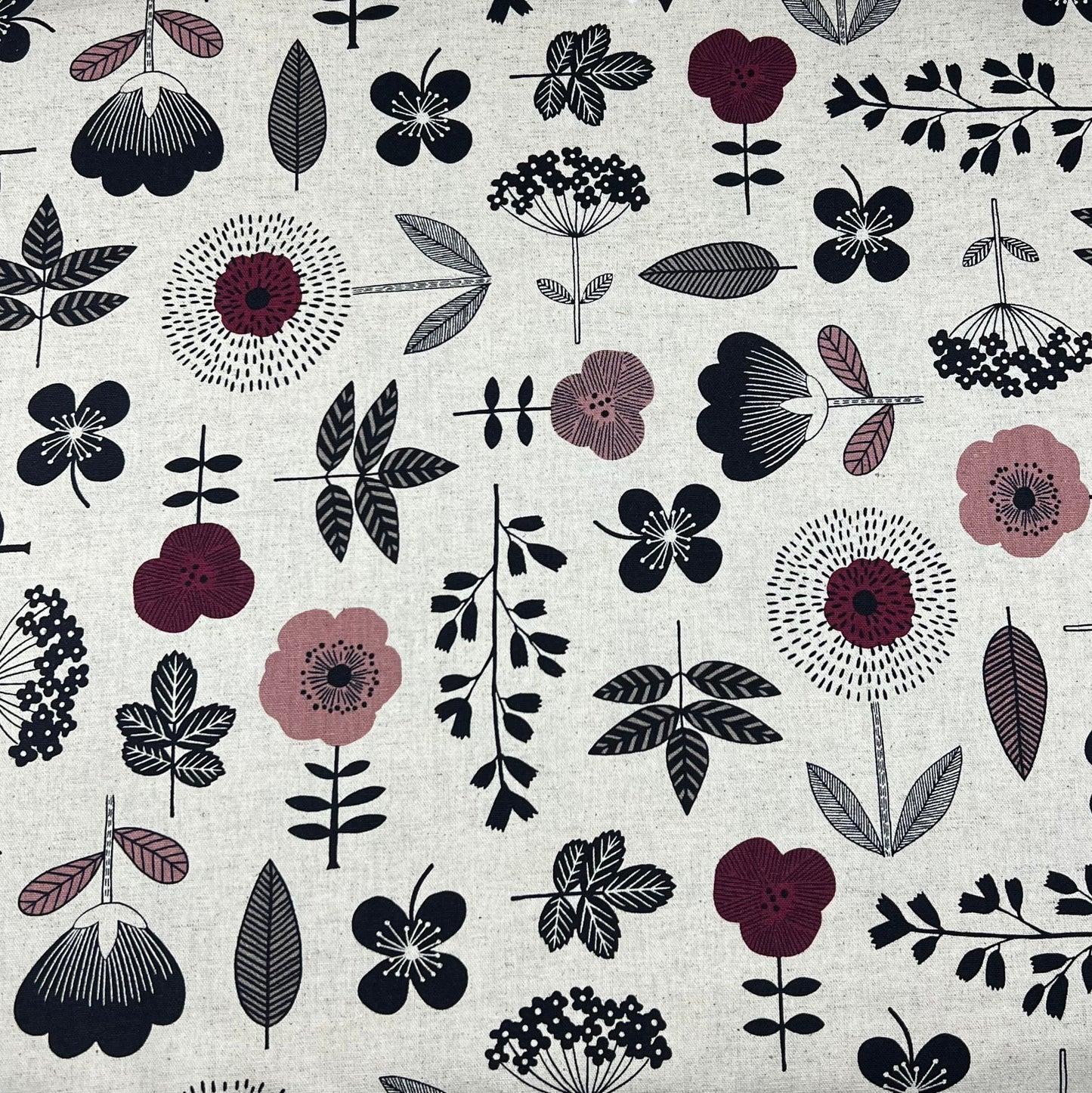 Cosmo-Floral Layout on Cotton/Linen Canvas-fabric-gather here online