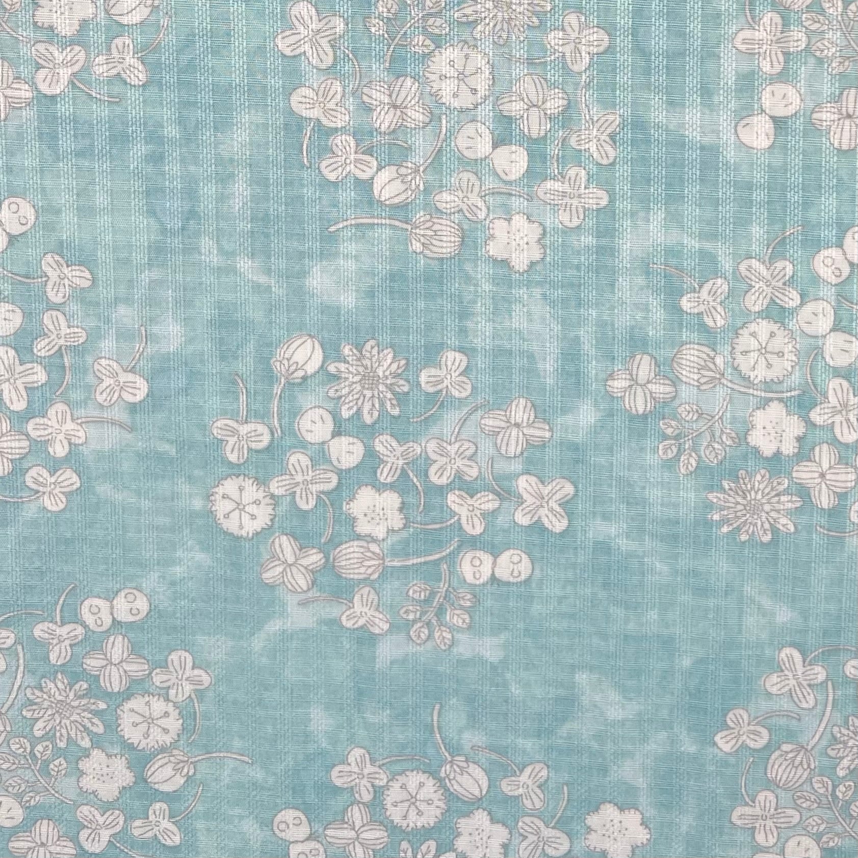 Westex-Clover Clusters Blue on Cotton Dobby-fabric-gather here online