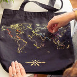 Chasing Threads-Stitch Where You’ve Been Tote Bag Kit - Black-xstitch kit-gather here online