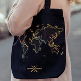 Chasing Threads-Stitch Where You’ve Been Tote Bag Kit - Black-xstitch kit-gather here online