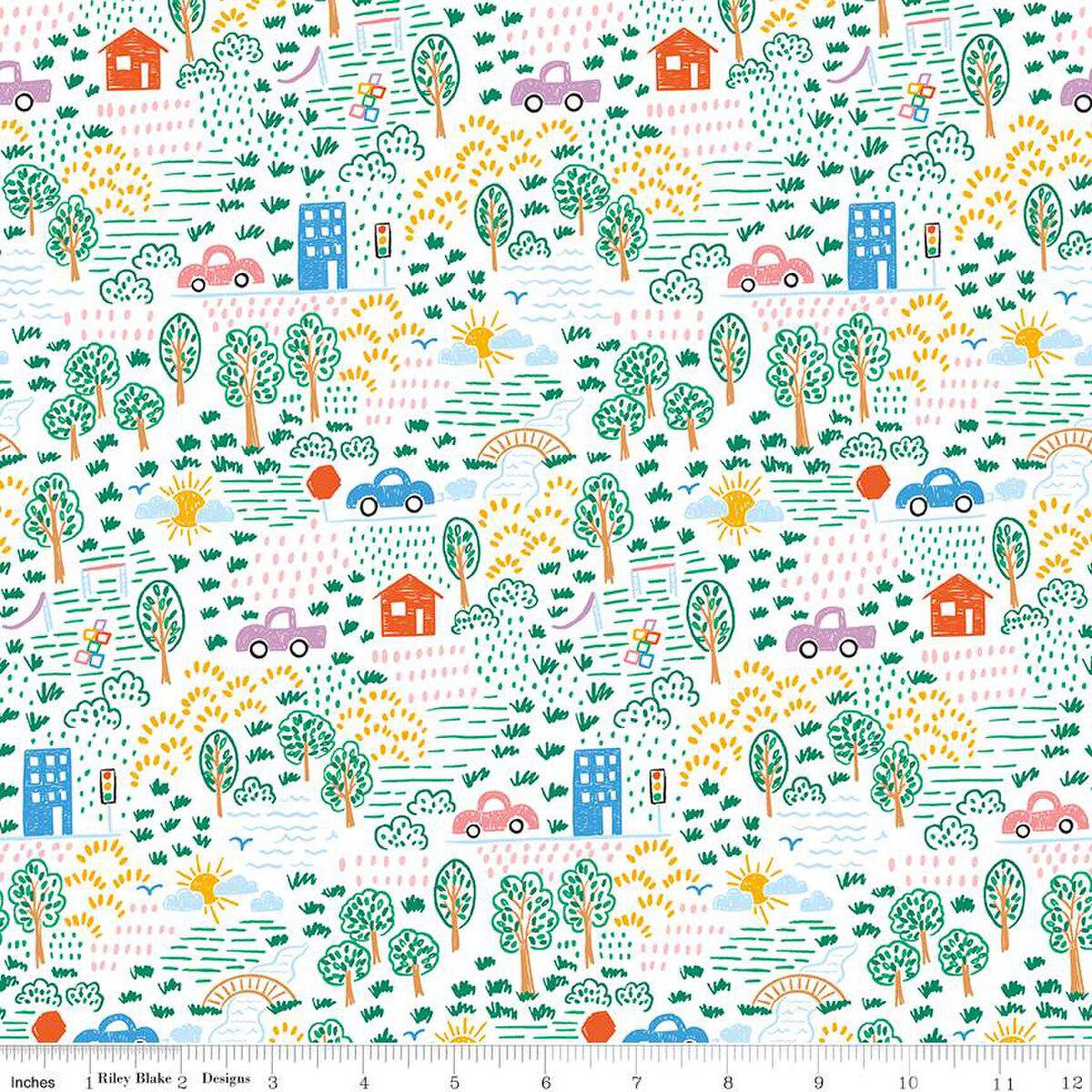 Riley Blake Designs-Neighborhood White-fabric-gather here online