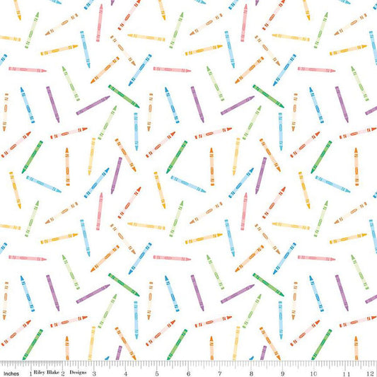 Riley Blake Designs-Crayons White-fabric-gather here online