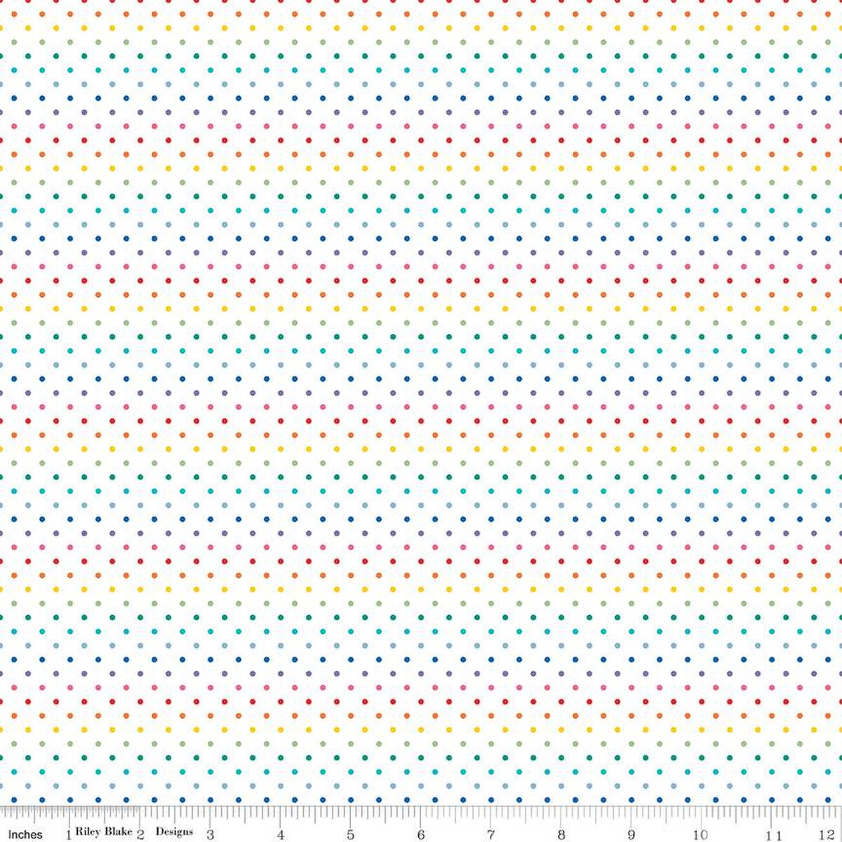 Riley Blake Designs-Swiss Dot on White Rainbow-fabric-gather here online