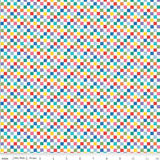 Riley Blake Designs-Check Please 1/4" Check Rainbow-fabric-gather here online