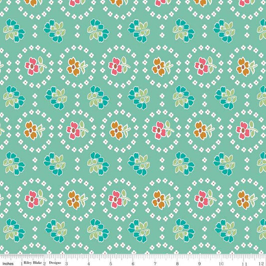 Riley Blake Designs-Curtains Teal-fabric-gather here online