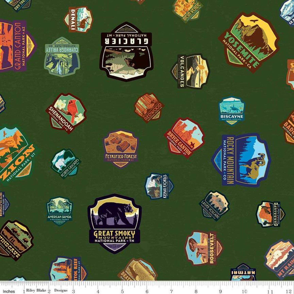 Riley Blake Designs-National Parks Patches Green-fabric-gather here online