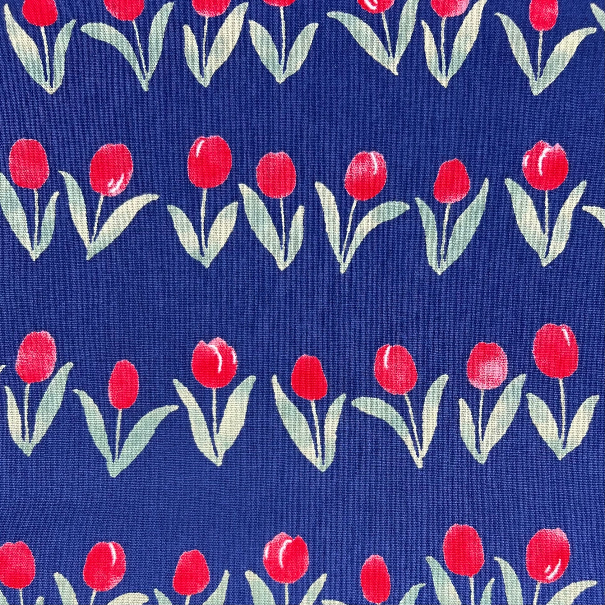 Westex-Red Tulip Rows on Cotton/Linen Canvas-fabric-gather here online