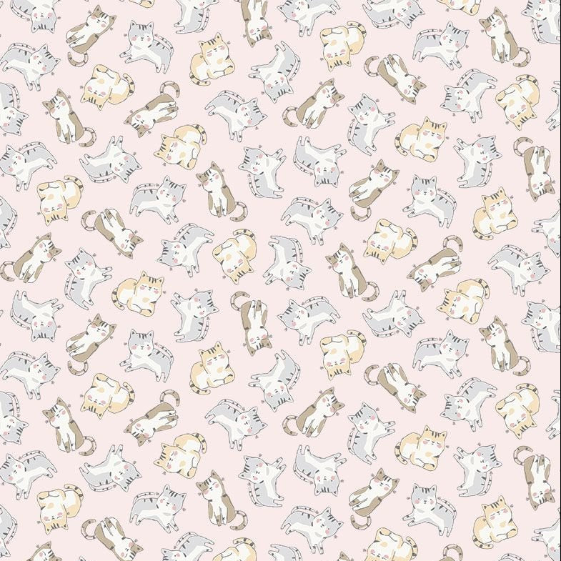 Tossed Cats Pink Flannel