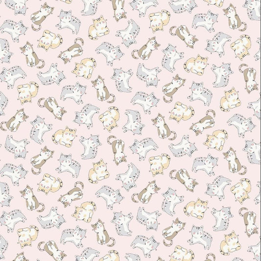 Tossed Cats Pink Flannel