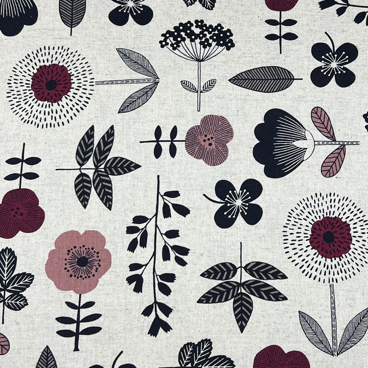 Cosmo-Floral Layout on Cotton/Linen Canvas-fabric-gather here online