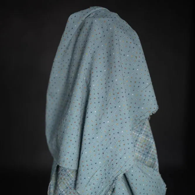 Merchant & Mills-Blue Bobbette Cross Stitch Indian Cotton-fabric-gather here online