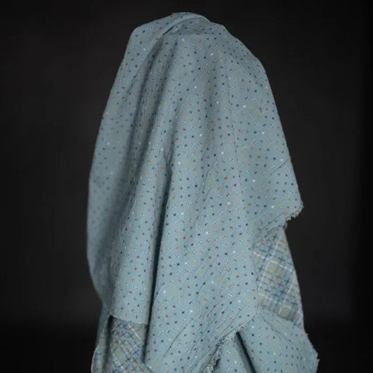 Merchant & Mills-Blue Bobbette Cross Stitch Indian Cotton-fabric-gather here online