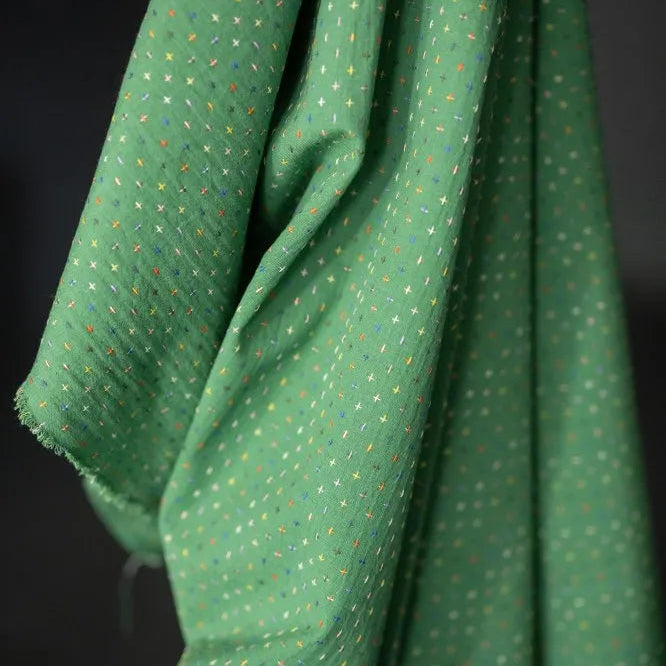 Green Bobbette Cross Stitch Indian Cotton
