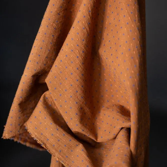 Merchant & Mills-Rust Bobbette Cross Stitch Indian Cotton-fabric-gather here online