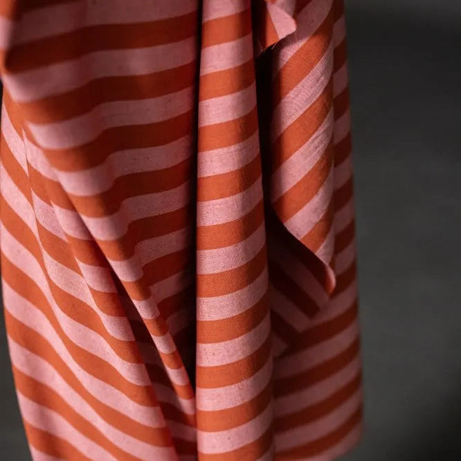 Merchant & Mills-Pink Blush Stripe Cotton/Linen-fabric-gather here online
