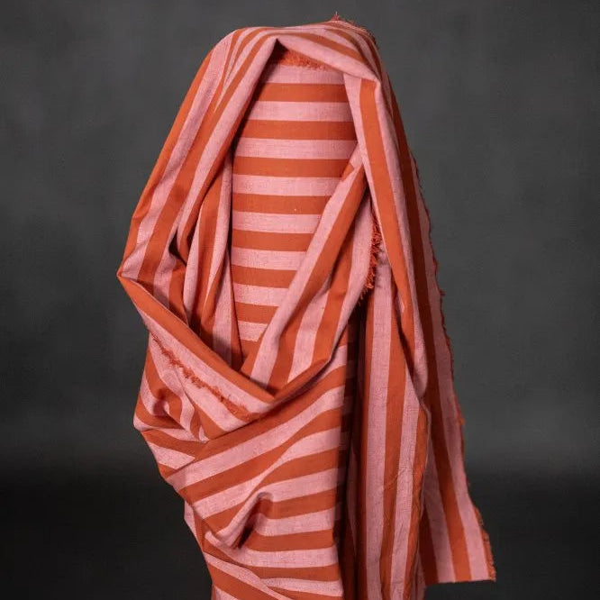 Merchant & Mills-Pink Blush Stripe Cotton/Linen-fabric-gather here online