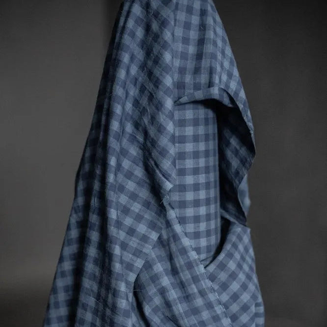 Merchant & Mills-Uniform Blues Gingham Cotton/Linen-fabric-gather here online