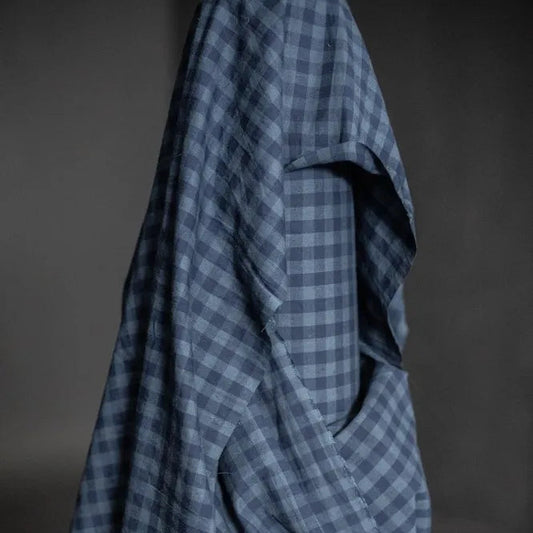 Merchant & Mills-Uniform Blues Gingham Cotton/Linen-fabric-gather here online