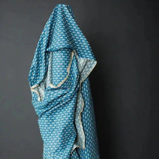 Merchant & Mills-Kali Cyan Indian Cotton-fabric-gather here online