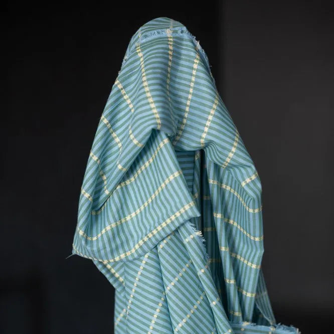 Blue/Green Lumiere Striped Indian Cotton