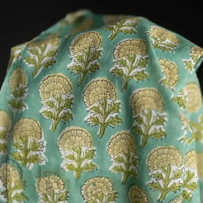 Merchant & Mills-Yarrow Flower Block Print Indian Cotton-fabric-gather here online
