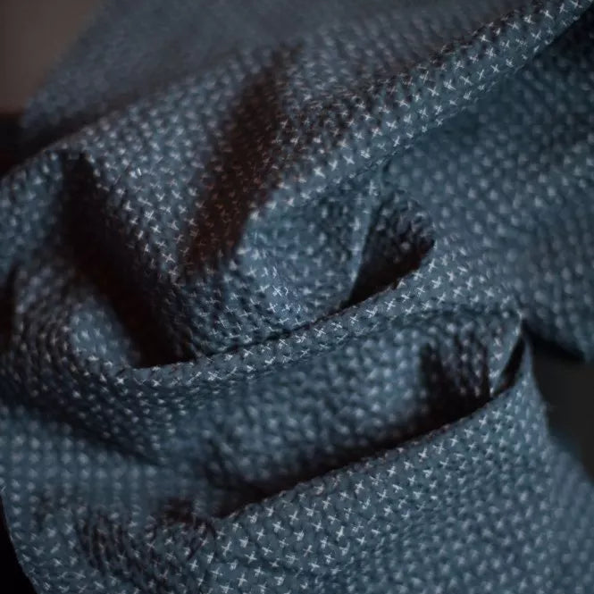 Merchant & Mills-Tottorri Cross Navy - Seersucker-fabric-gather here online