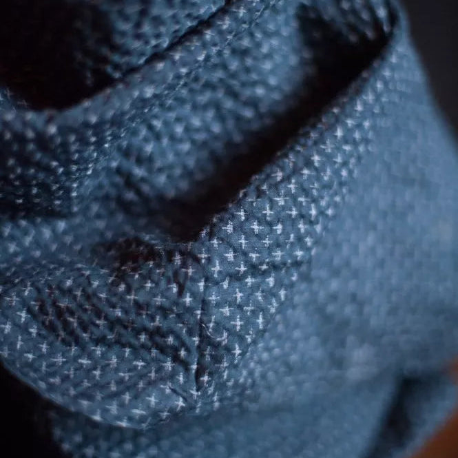 Merchant & Mills-Tottorri Cross Navy - Seersucker-fabric-gather here online