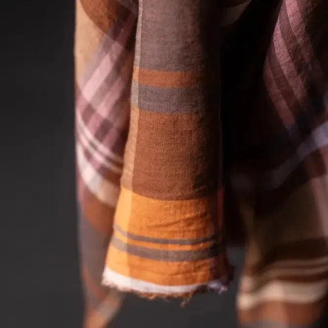 Merchant & Mills-Chatou Rust Laundered Linen-fabric-gather here online