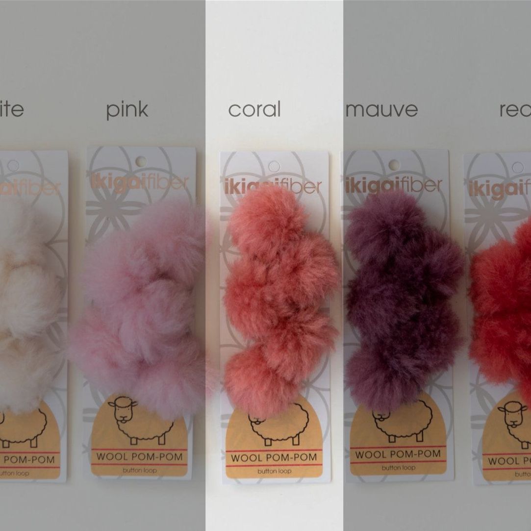 Ikigai Fiber-Wool Pom-Pom 5 Pack, 4cm-pompoms-Coral-gather here online