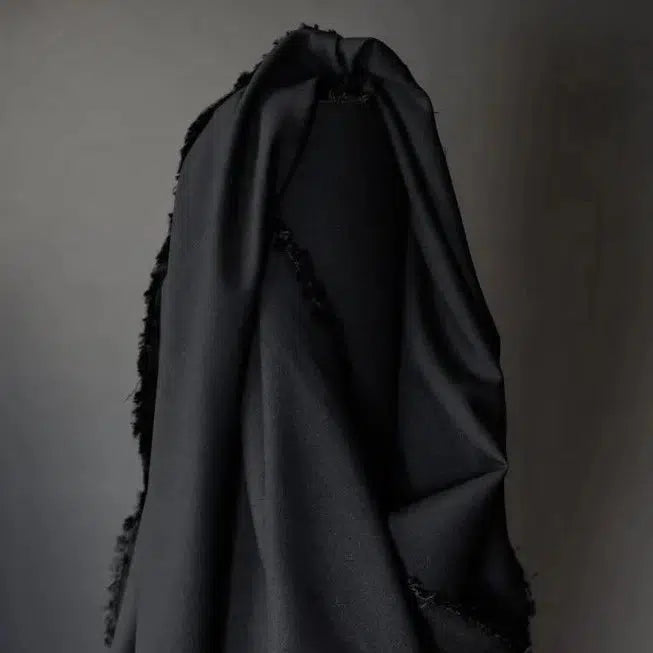 Merchant & Mills-Dark Black Wool / Viscose Crepe-fabric-gather here online