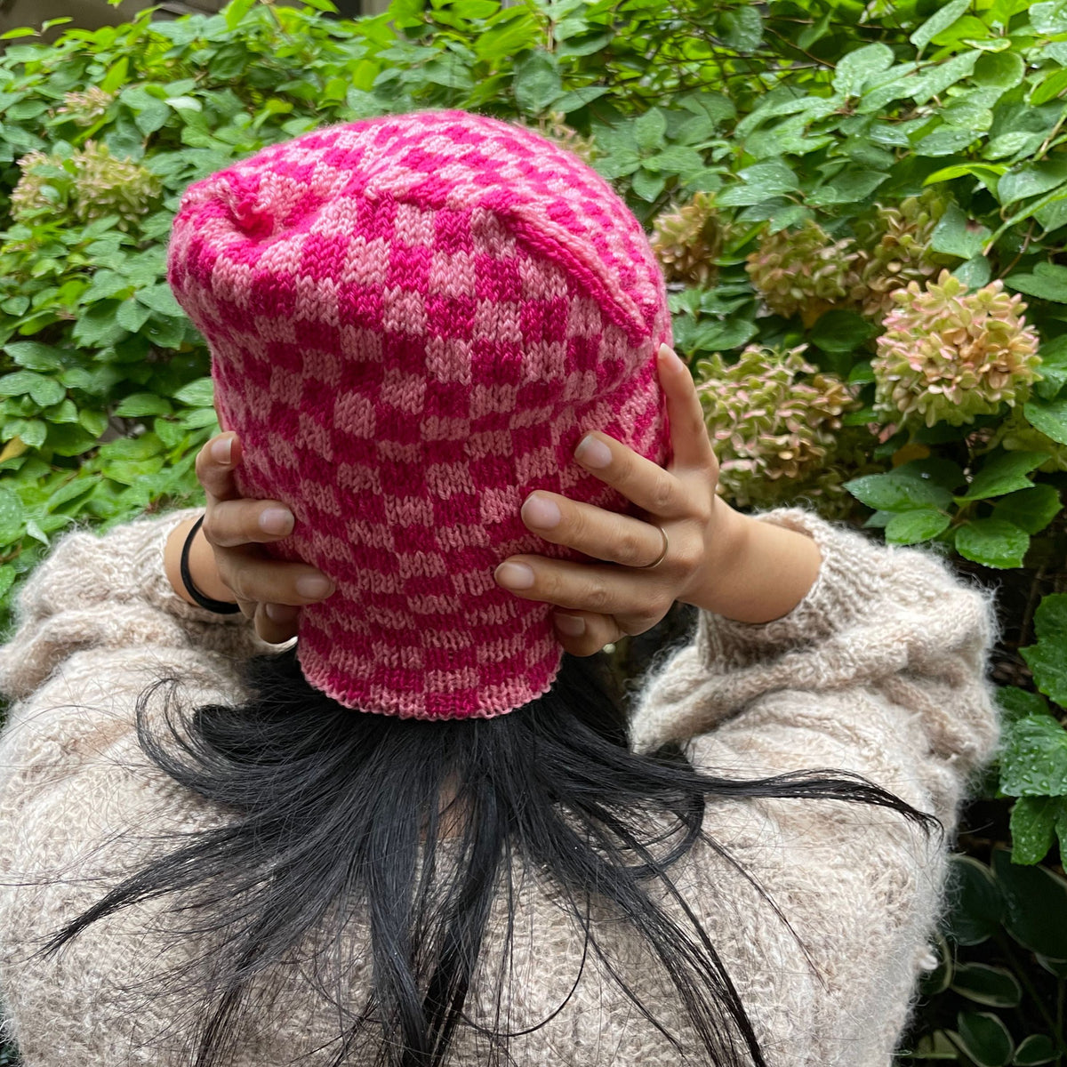 Reversible Junk patches  Pink Beanie with Colorful Embellishments-Thermal Rubber Patch Colored Beanie - vraniCURE main image 3