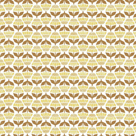 Cotton + Steel-Along the Fields Helenium Mellow Yellow by Loes van Oosten, C+S-fabric-gather here online